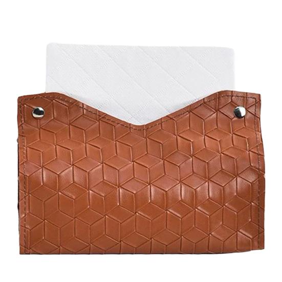 Tissue Box PU Leather Tissue Holder Smooth Dispensing Decorative Paper Towel Case Simple Style Organizer for Home Office Desktop