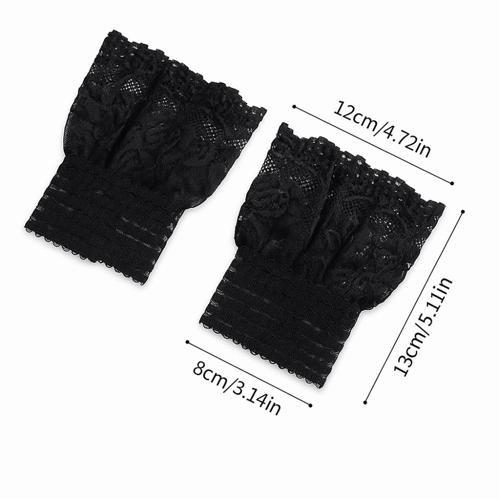 1 Pair Versatile Elegant Fake Cuffs Detachable Solid Color False Cuffs Embroidery Pattern Thin Decorative Wristband For Women