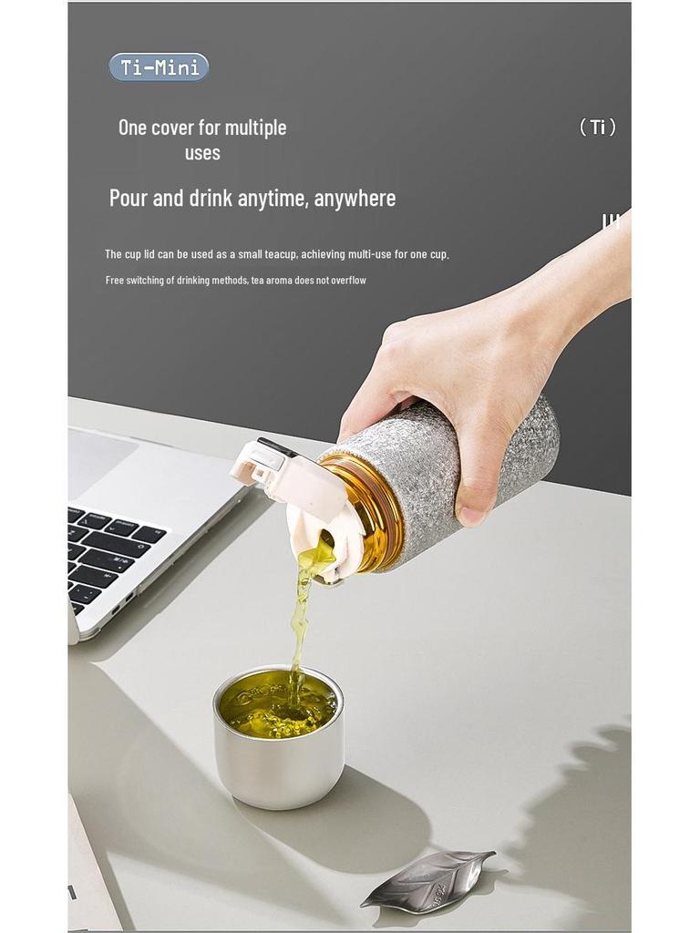 Trendy Titanium-Coated Pocket Thermos: Ice Flower Straw Cup – Cute, Compact, and Portable for Outdoor Use