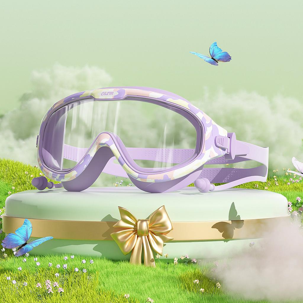 Children's Swimming Goggles Boys High Definition Anti-fog Waterproof Large Frame Swimming Glasses Swimming Cap Set Girls Diving Equipment