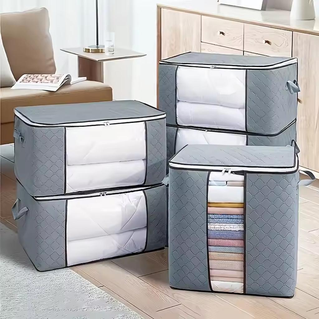 1/3pcs Extra Large Handle Storage Bag - Portable Clothing and Quilt Organizing Bag with Window, Durable Polyester Material