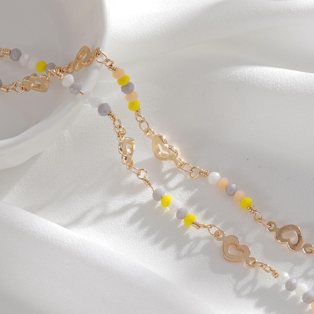 1meter Crystal Beads Chain KC Gold Color Love Heart Beaded Copper Chains for Necklace Bracelet Jewelry Making DIY Components