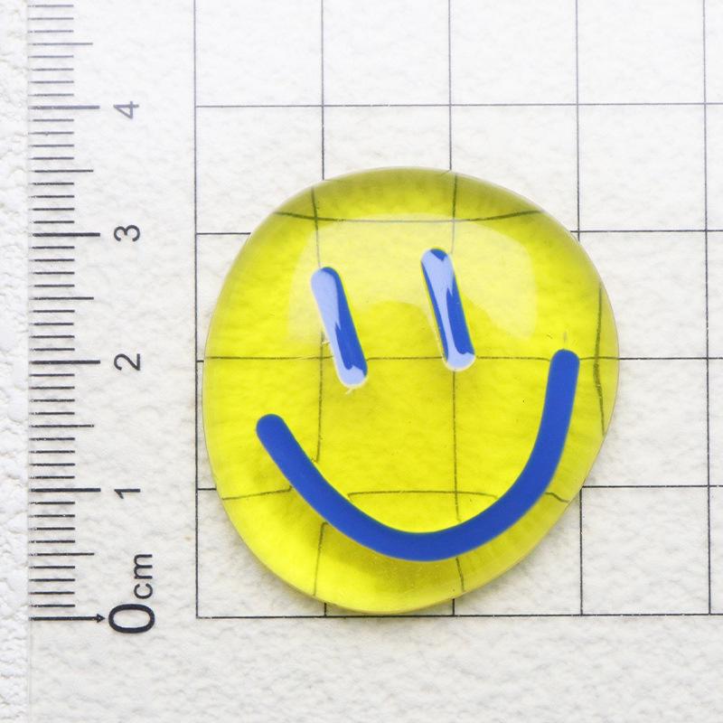 Ice Transparent Round Smiley Face DIY Accessories for Phone Cases, Hairpins & Magnets