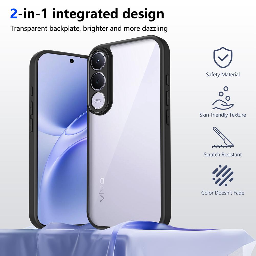 KEYSION Transparent Phone Case for VIVO V70 FE Soft Silicone+PC HD Clear Simple Shockproof Phone Back Cover for VIVO V70 FE 5G