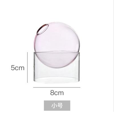 Mini Round Flower Vase Hydroponic Container Micro Landscape Glass Ecological Bottle Borosilicate Glass Bottle With Home Decorate