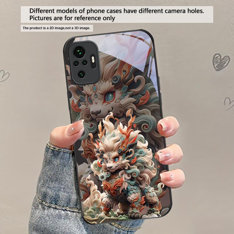 

Kirin with flowing hair For Redmi Note 14 Pro+ 13 Pro 8 9 9S 12S 10 Pro 11 12 13C 14C A3 12 13 K60 Ultra Black Glass Phone Case Redmi Note 10 Pro
