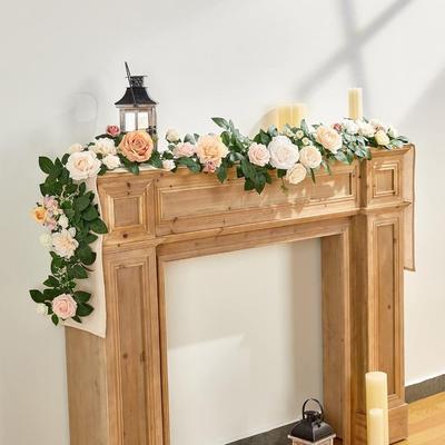 1.8m Floral Garland Artificial Flowers Garland Eucalyptus Flower Garland for Table with Flowers for Wedding Arch Backdrop Wall Thanksgiving Decoration