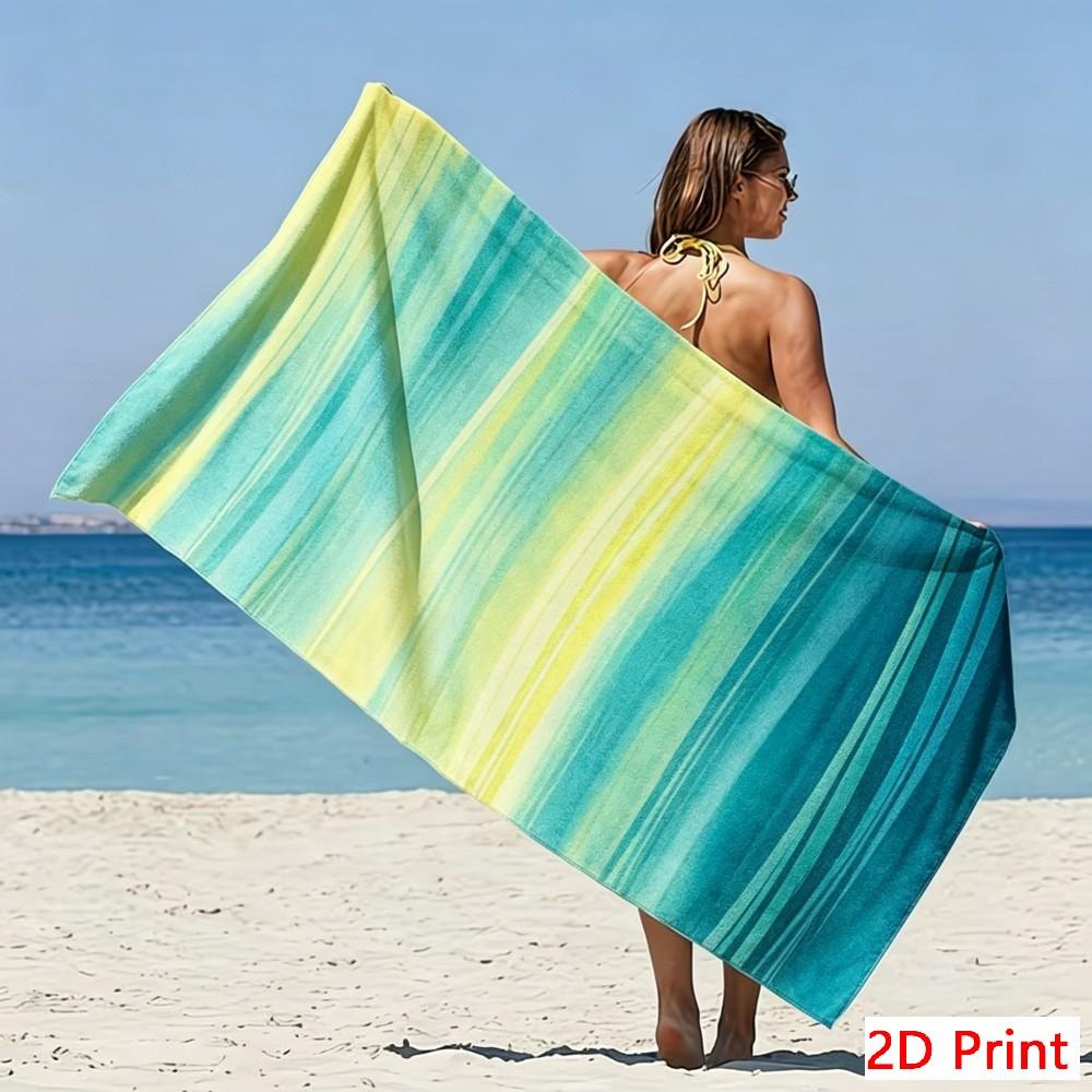 Large Gradient Stripe Beach Towel Soft Breathable Quick Dry Towel For Women Men Trendy Minimalist Beach Vacation Gift