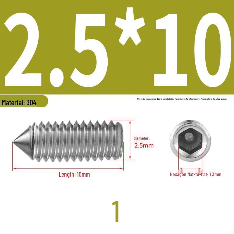 12.9 Edelstahl 304 Innensechskant Kegelspitze Gewindestift M2/M3