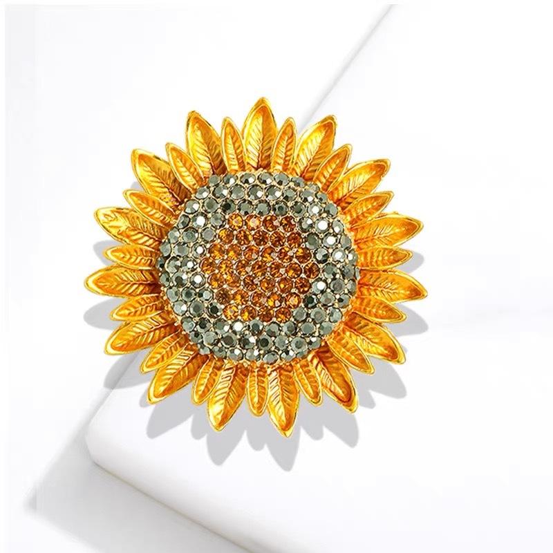 Vintage Cute Bee Sunflower Brooches For Women Summer Fashion Insect  Daisy Flower Rhinestone Brooch Pin Banquet Jewelry Gift