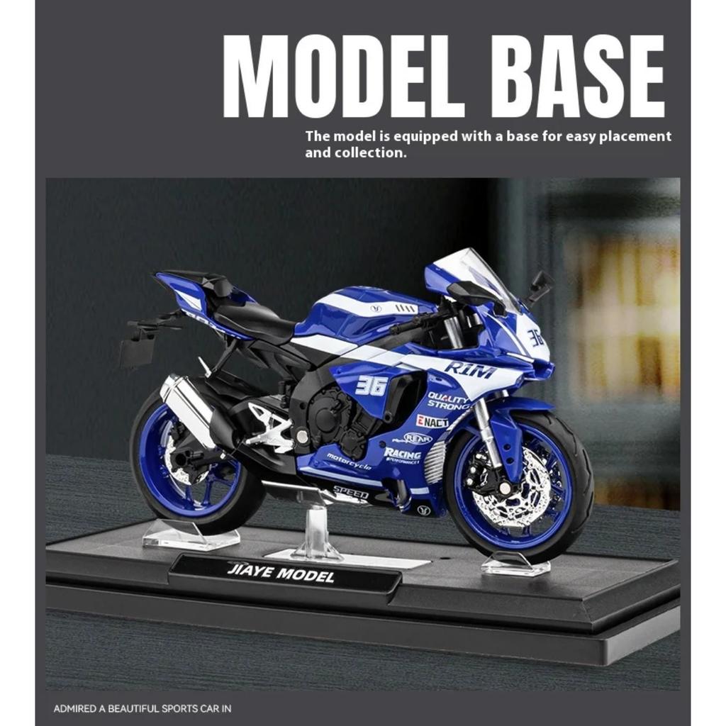 1/12 Scale Yamaha R1M Toy Motorcycle Model Alloy Diecast with Shock Absorption Simulation Scale Motorcycle Model Toys for Kids Gifts