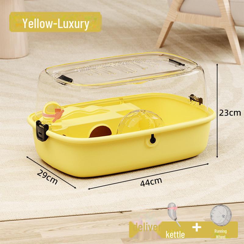 Luxury Transparent Hamster Cage Villa with Running Wheel and Nesting Space