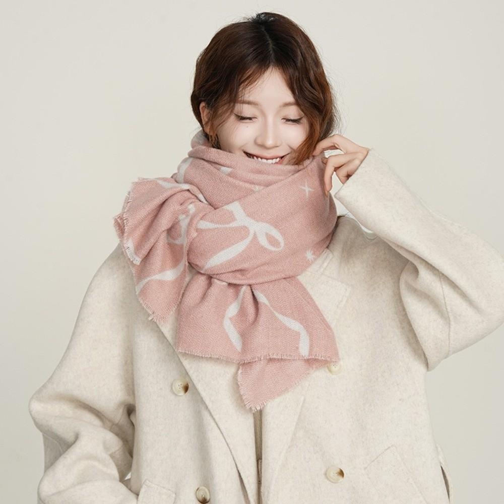 Thicken Winter Cashmere Scarves Coldproof Women Cashmere Shawl Fashion Bow Wool Scarf  Cold Weather
