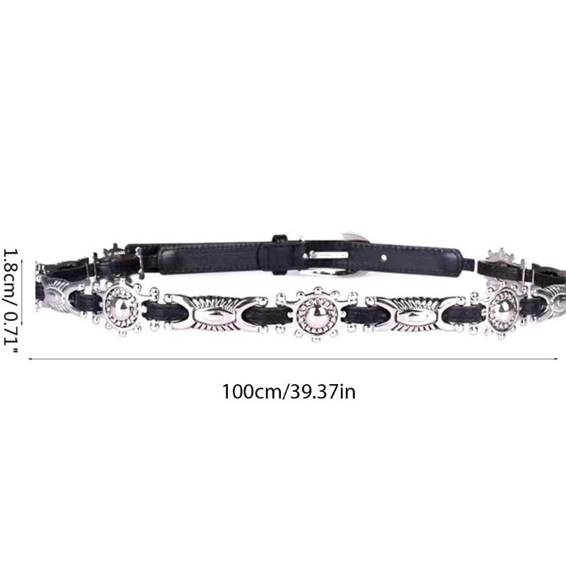 Damski Skórzany Pasek Modny Letni Cienki Pasek Dekoracyjny do Dżinsów Sukienki Pasek do Talii