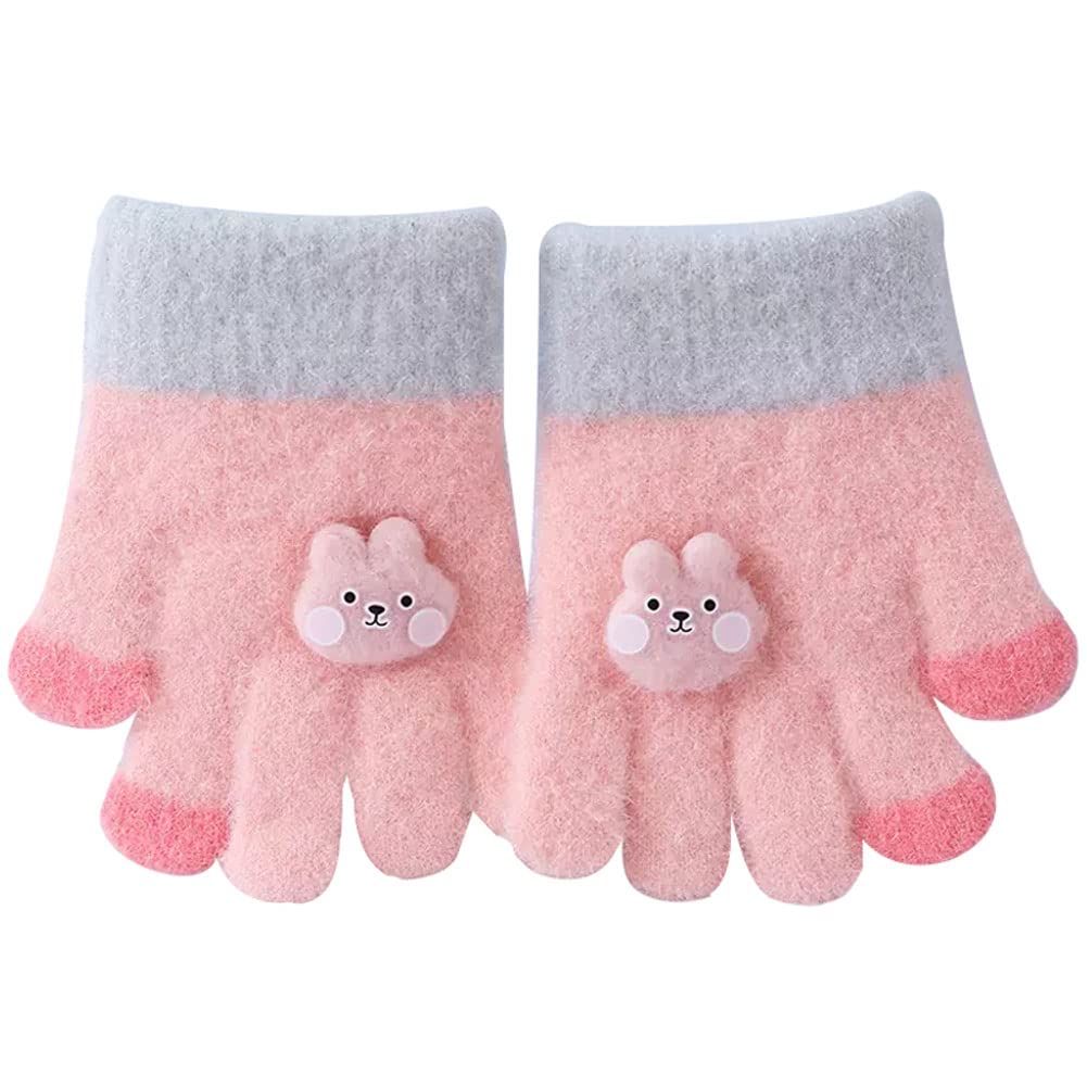 

eigenn and Fluffy Perfect for Fall and Cold Rabbit Perfect for Girls and Ages Perfect for Commuting to and Outings Kids Baby s Gloves, Winter, розовый