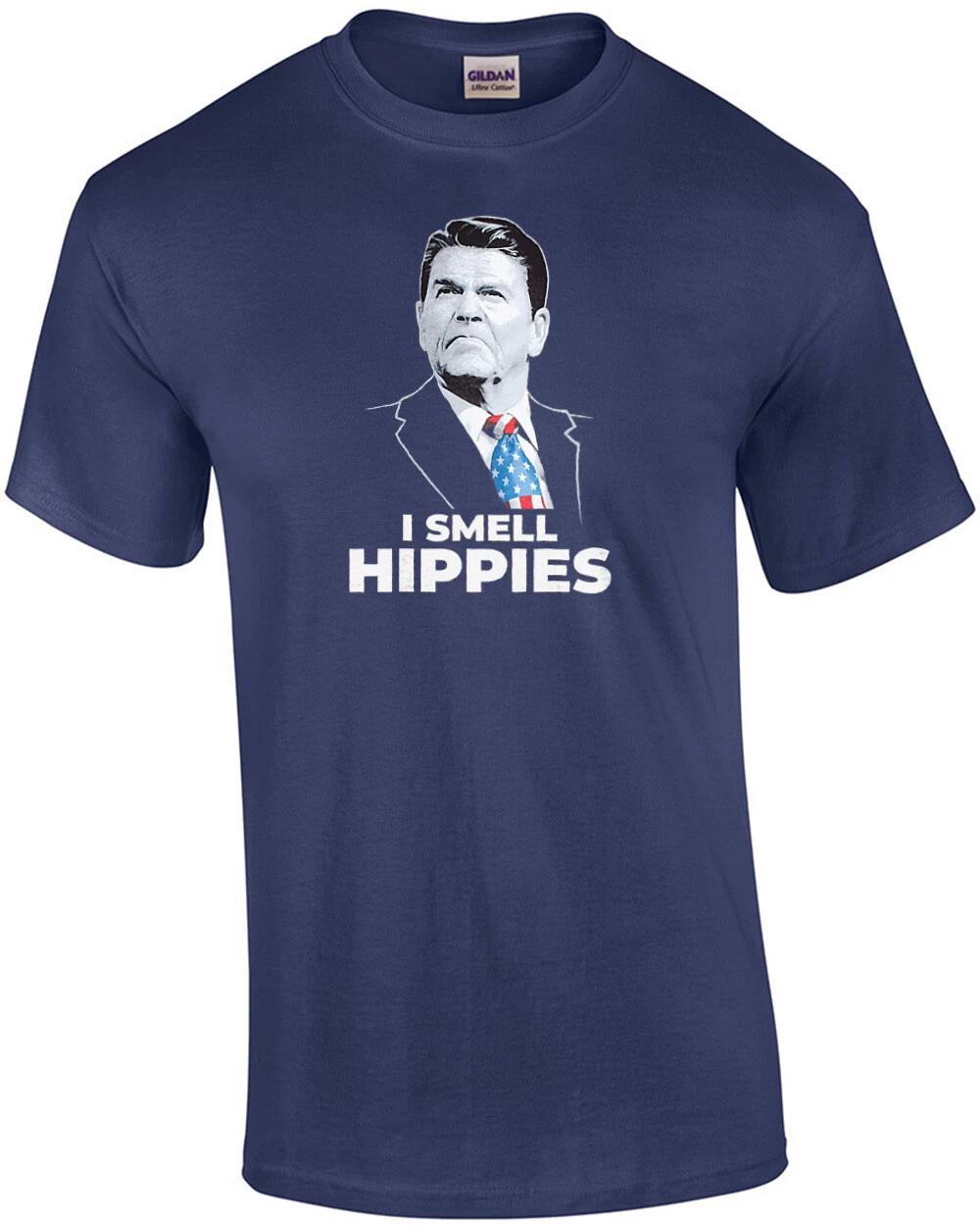 I smell hippies - Ronald Reagan T-Shirt XL