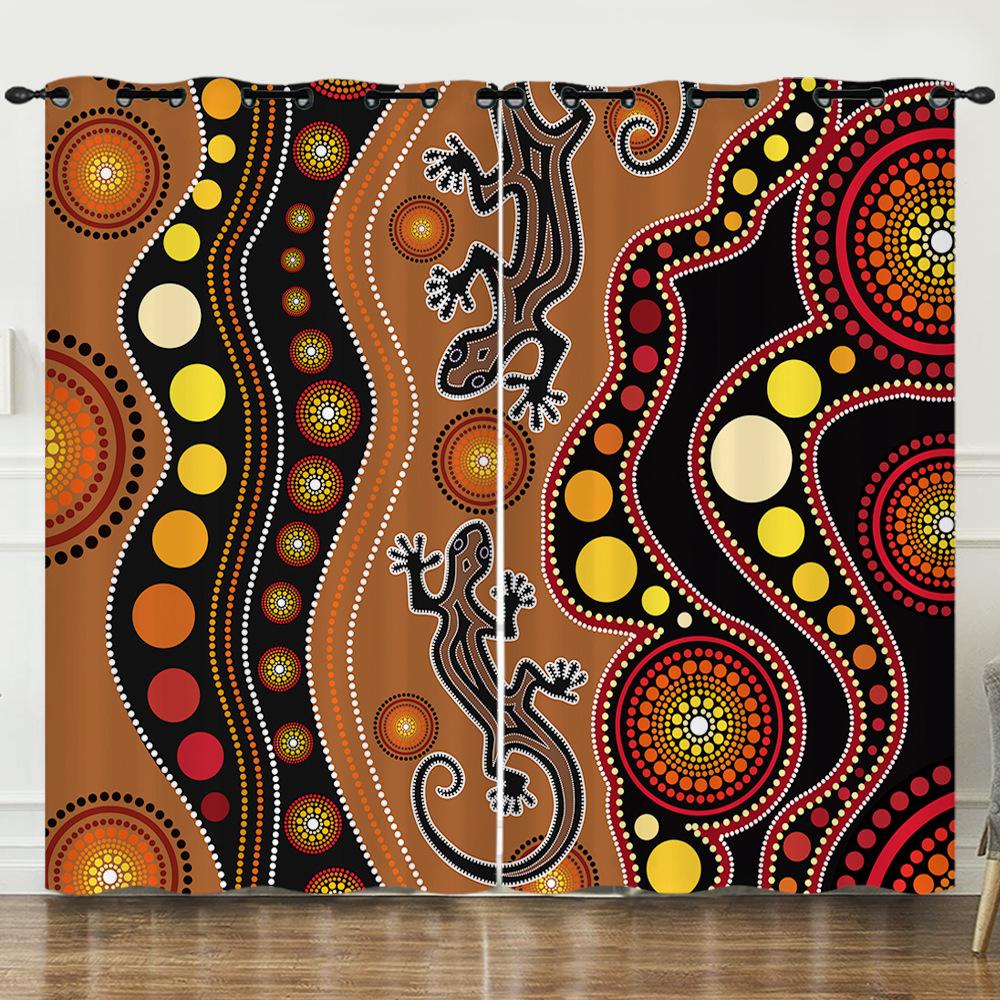 Tekstura Zasłony Zwierzę Gekon Żółw Ilustracja 3D Cyfrowy Druk Zasłona zaciemniająca z przelotkami