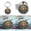 Sun Moon Pattern Glass Keychain Cute Pendant For Gift Giving And Daily Use