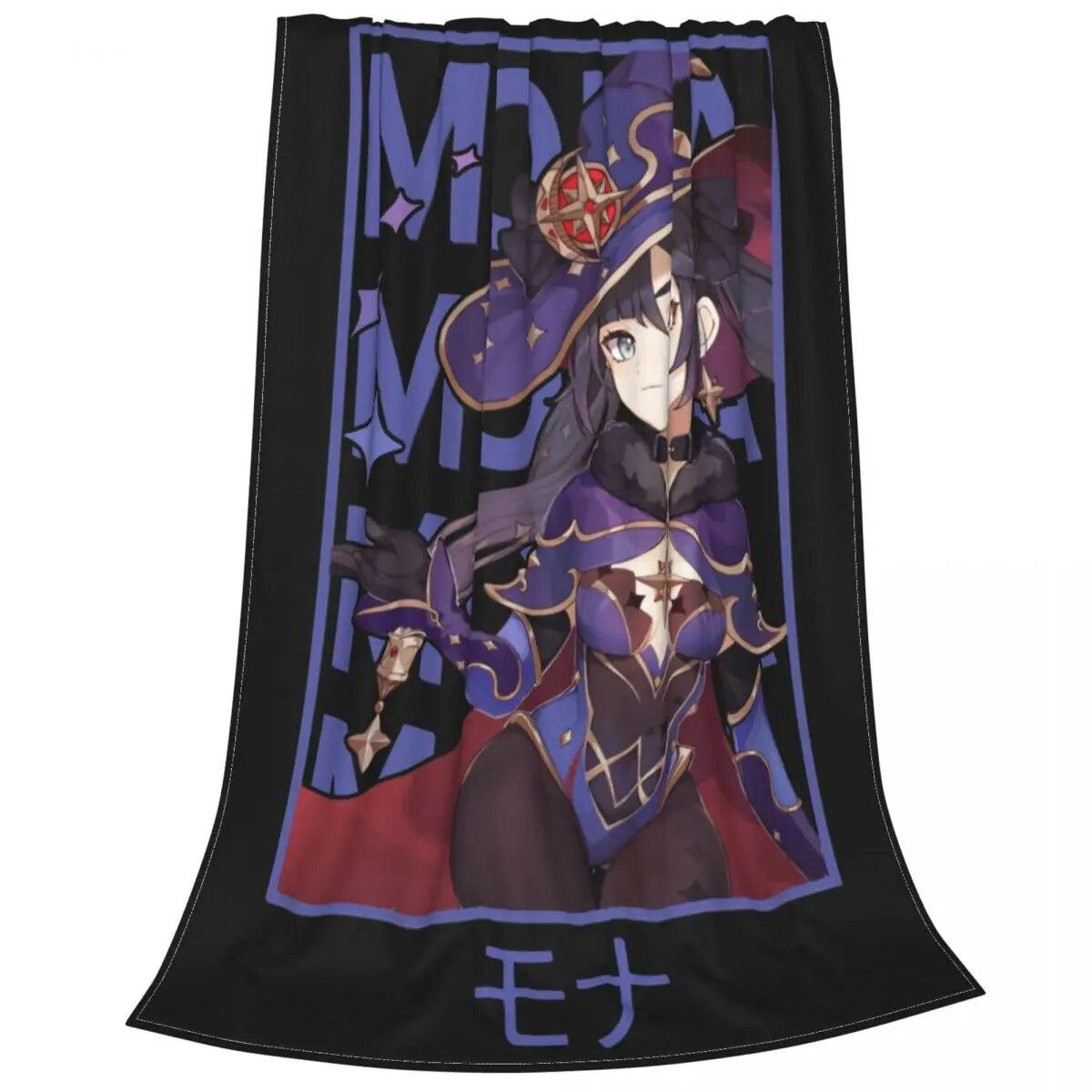 

Mona Genshin ударопрочные флисовые одеяла аниме игры на заказ пледы для дома 125*100 см 75x100cm