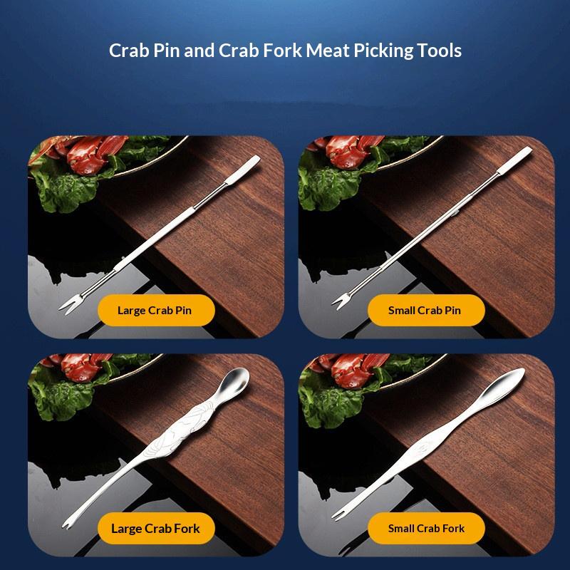 4 Pcs Seafood Tool Set Crab Shrimp Fruit Pliers Fork Spoon Set Nut Walnut Lobster Crab Cracker Tools Kitchen Accessories