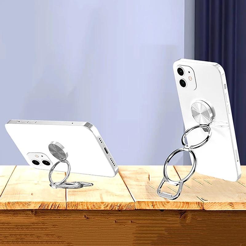 Metal Foldable Phone Holder 360 Degree Rotation Stand Double Finger Ring Round Cellphone Universal Portable Metal Kickstand