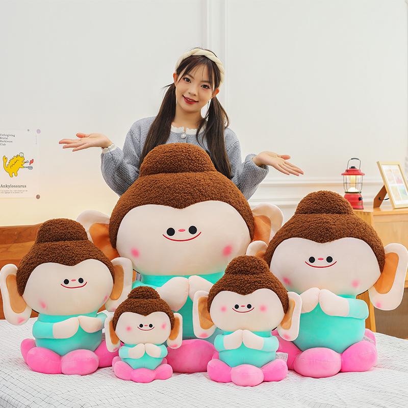 Push Pillow Buddha Xiaoban Yungang Grottoes Datong Cultural and Creative Lotus Buddha Wealth Buddha Plush Toy Pillow Ornament Gift for Women