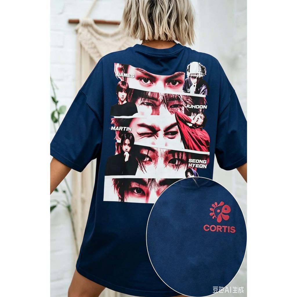 Kpop Jongensgroep Cortis T-shirt Gezichtsafdrukken van Leden T-shirt Mannen Vrouwen Oversized Streetwear Korte Mouwen Harajuku Hoge Kwaliteit Vrouwelijke Mannen Kleding
