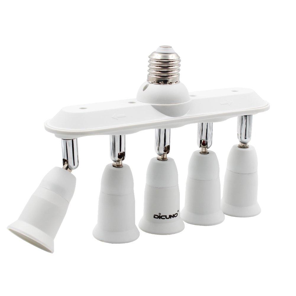 

DiCUNO LED Bulb E26 Base Adapter, 5-Way Socket, E26 to E26, Adjustable Beam Angle, E26 Extension Socket