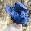 Chapeau d'été pour femme version coréenne protection solaire tissu anti-UV chapeau de soleil chapeau haut de forme en organza fleur à large bord maille