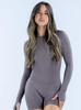 Matte Seamless Three-Layer Yoga Bodysuit with Chest Pads - Quick-Dry, Long Sleeve, European/American Style