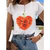 Floral sweet and cute fashion printing women's O-neck clothes T-shirt short-sleeved casual daily top