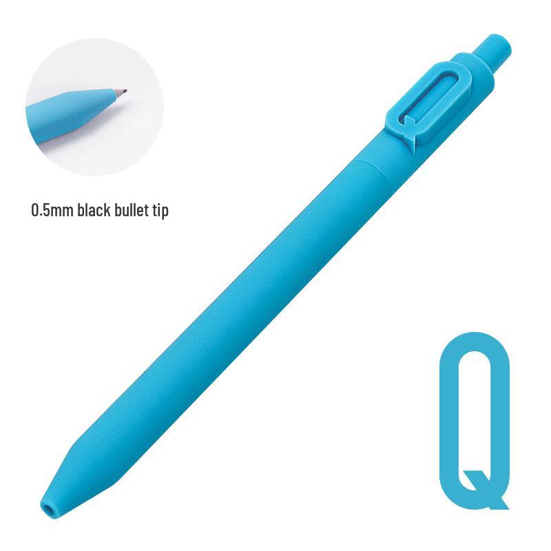 Shuyuan Black Gel Pen - Push-Button, Student Use, Minimalist Design, Candy-Colored Silicone Barrel.