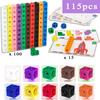 Montessori Rainbow Link Cubes Educational Toys Boxed Card Set Math Counting Learning Stacked Blocks Sensory Games Children Toys