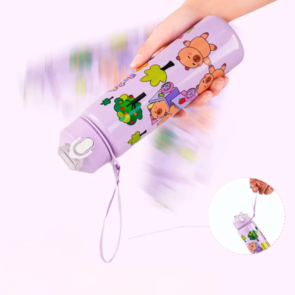 Capybara Water Bottle With Straw For Children To School 690 Ml