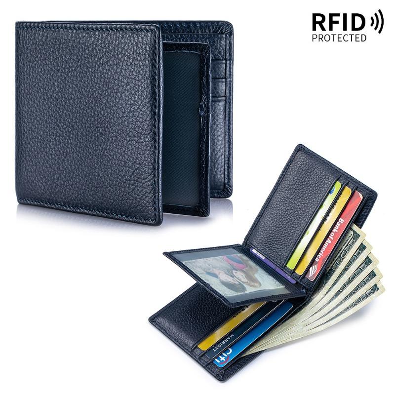 

New business men s leather anti-theft brush wallet hot-selling short multi-card card bag wallet ID bag