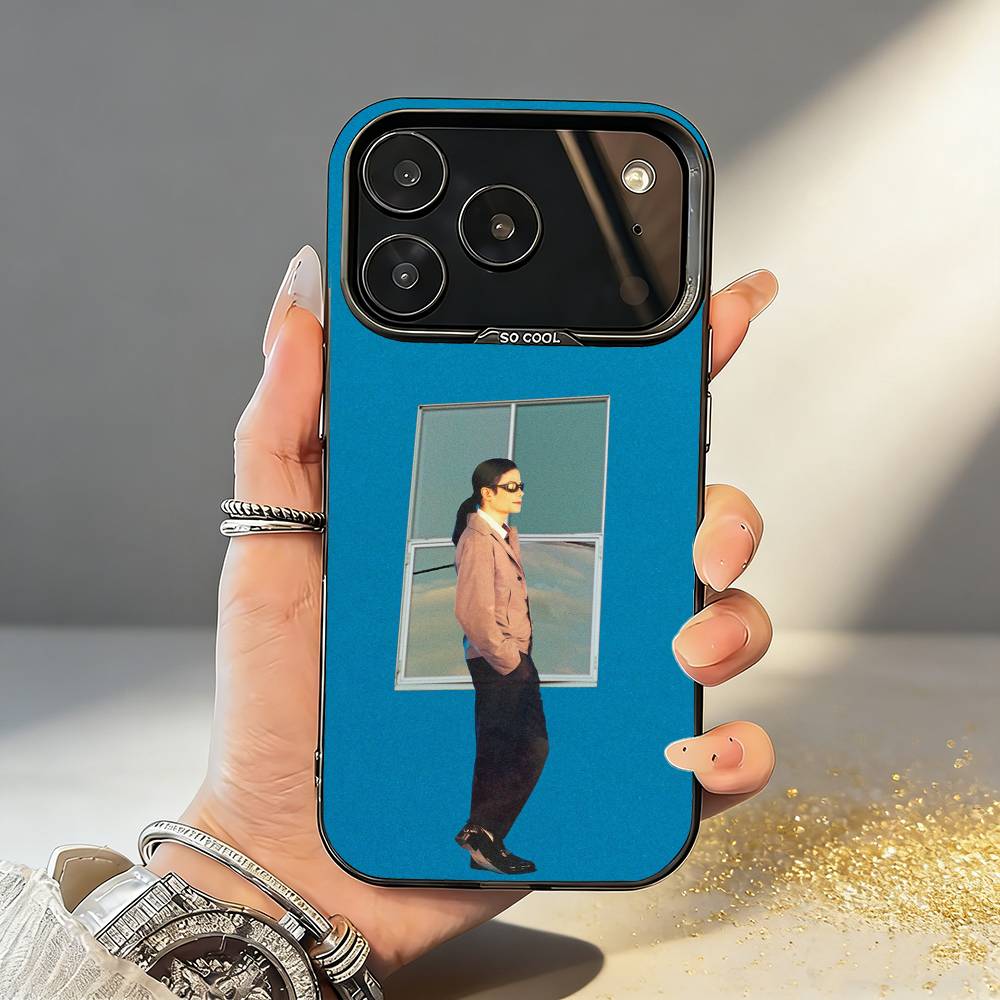 1-1pc S-Singer Michael Jackson Phone Case For iPhone17,16,15,14,13,12,11,Pro,MAX White Matte Shockproof Cover