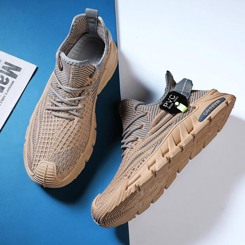 2024 Spring and Summer New Fly-woven Thin Breathable Low-top Lace-up Running Sneakers Platform Dad Shoes Men's Shoes