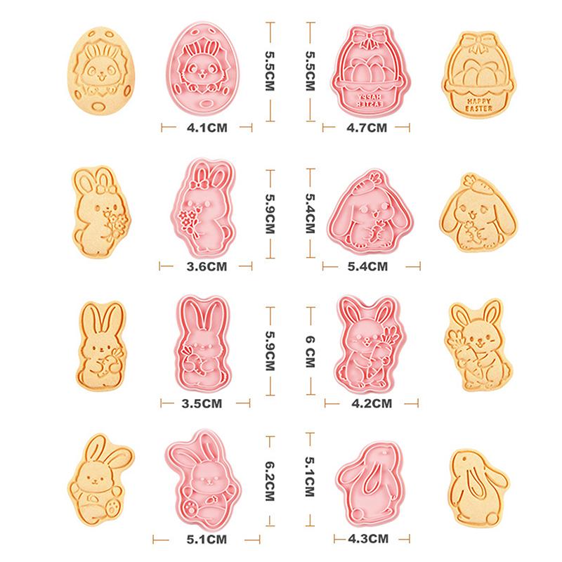 Easter Cookie Cutters Set, 8 Pcs Cookie Cutter With Plunger Stamps, 3D Cookie Stamps For Easter Biscuit Snacks Cheese Baking
