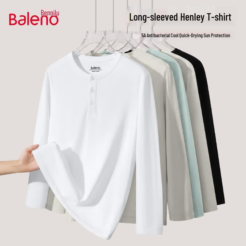 Мужская футболка-henley с длинным рукавом Baleno 5A Антибактериальная UPF50+ 3XL белый