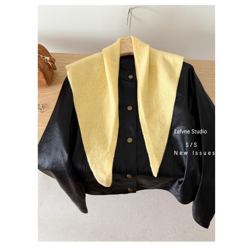 All wool Knitted Triangle Scarf Autumn and Winter Solid Color Versatile Shawl Vest Warm Shoulder Pads