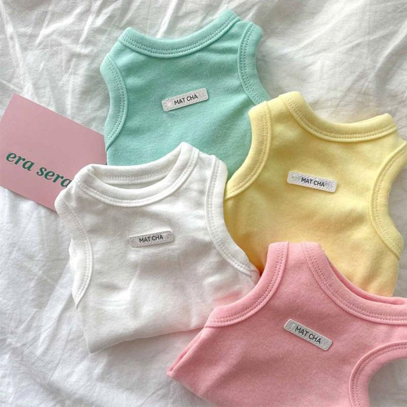 

Spring Summer Macaron Teddy Bigbear Clothing Thin Vest Small Dog Cat Puppy Dog Clothing Pet Clothing M (recommended weight 5-4 kg)