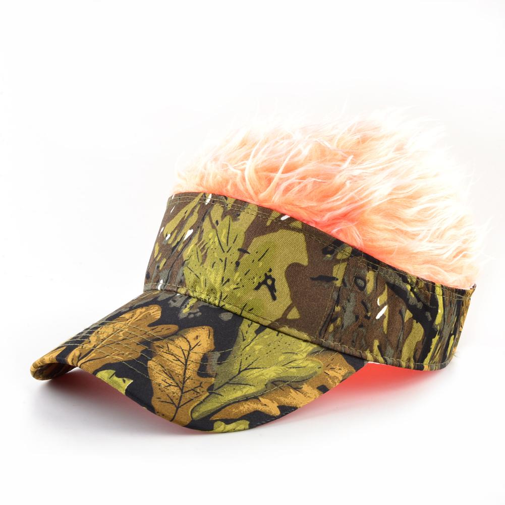 Fashion Baseball Cap With Fake Hair Summer Men's Outdoor Camouflage Visor Hat Women Adjustable Sunshade Snapback Wig Top Caps