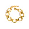 Stainless Steel Chunky Chain Bracelet for Women, Adjustable Geometric Link Wrist Chain Bracelet,  Gold Plated Waterproof Jewelry