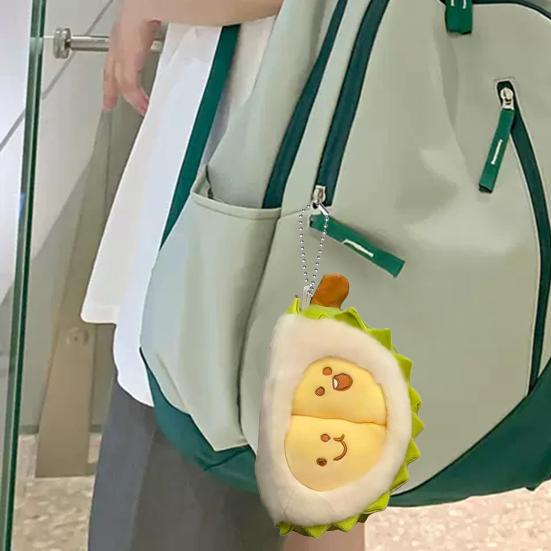 Abnehmbarer Realistischer Durian Plüsch Schlüsselanhänger Weicher Stofftier Obst Anhänger für Taschen Rucksäcke Niedliches Quetschbares Stressabbau Spielzeug Kreatives Geschenk