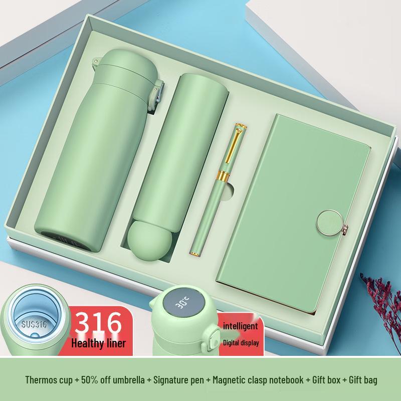 Business Gift Set with Insulated Cup, Notebook, Pen, and Umbrella