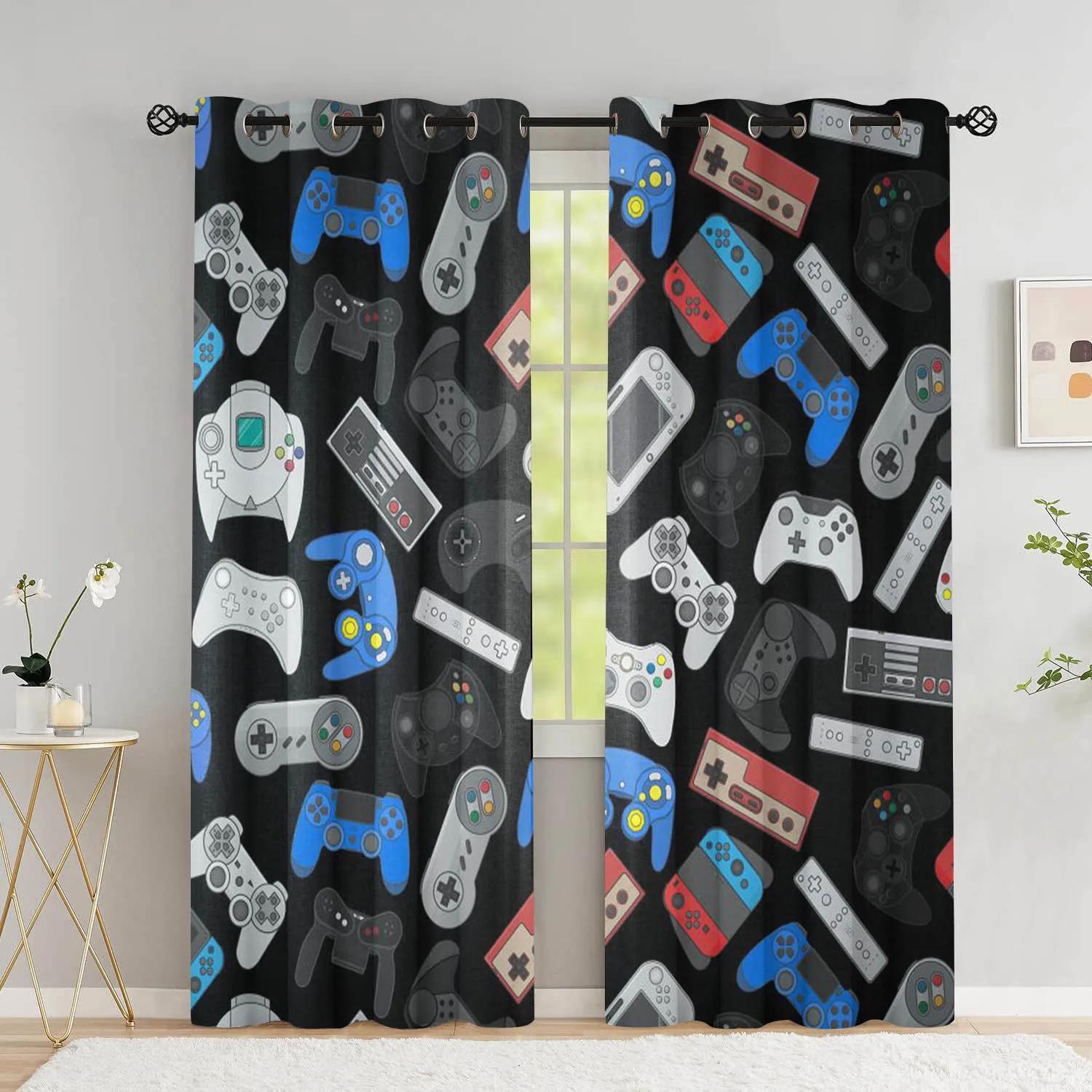 

Gamer Curtains for Boys Bedroom Decor Gaming Room Decor High Shading Curtains Playing Video Game Window Drapes Thick Blackout Drape W55 X H120cm X 2&Grommet Top