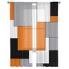 Orange Black Patchwork Abstract Art Sheer Curtains Window Tulle Curtains For Living Room Bedroom For Kitchen Curtains Decoration