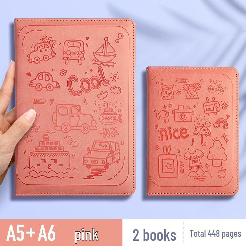 Large Cartoon Embossed Soft Cover Notebook - A5/A6 College Planner Diary
