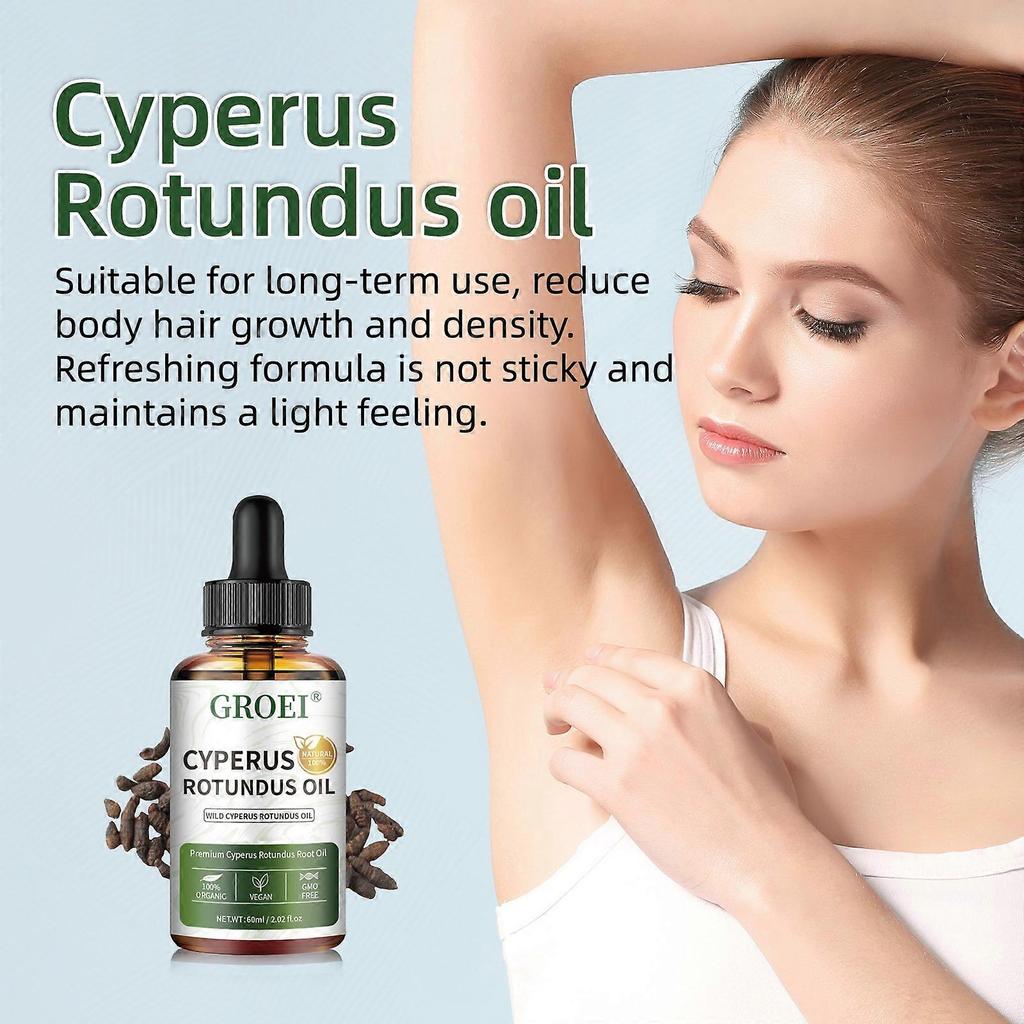 Cyperus Rotundus Oil for Hair Removal - 100% Natural Cyprus Oil for Reducing Body Hair Growth, Smooth Skin, Moisturizing & Soothing, For Men & Women