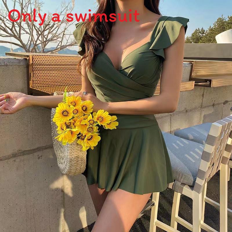 Womens Onepiece Swimsuit With Solid Color And V Neck Design For Water Sports And Slimming Fit
